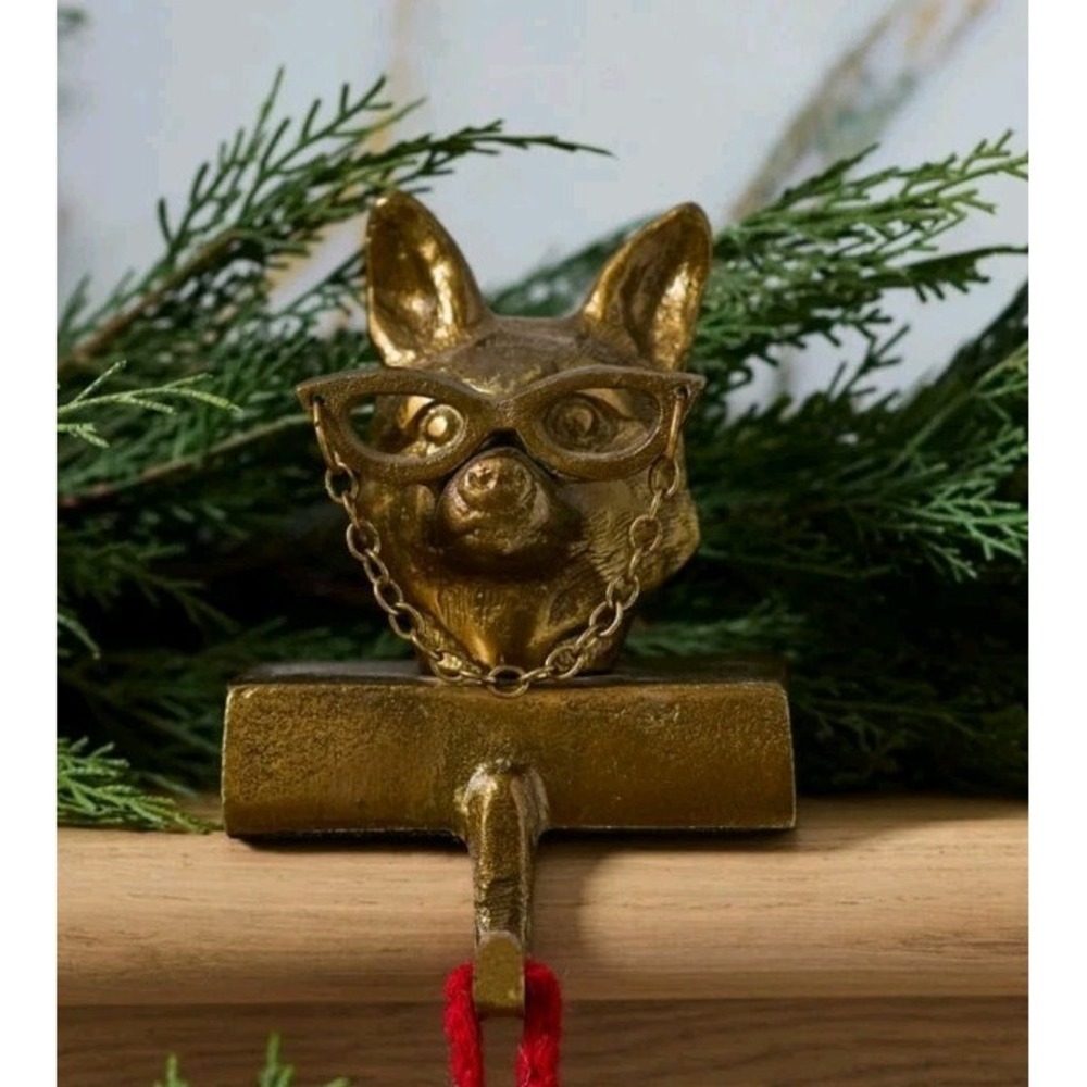 Accent Decor Eric + Eloise Fox Whimsical Bronze Metal Christmas Stocking Holder